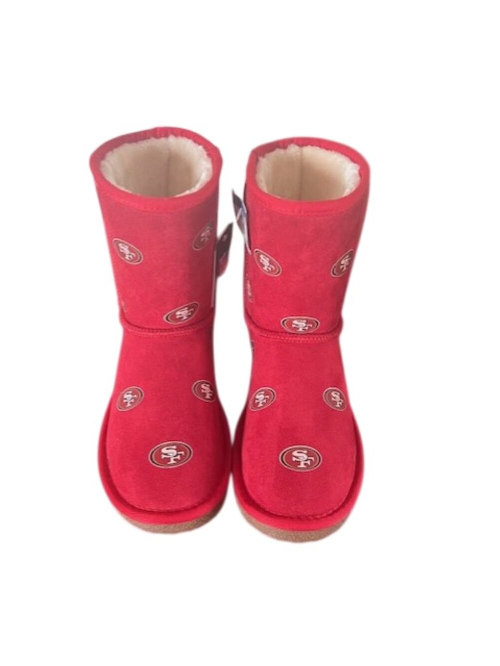 San Francisco 49ers NFL CuceShoes Winter Boots – Red Suede, Fleece‑Lined Size 7
